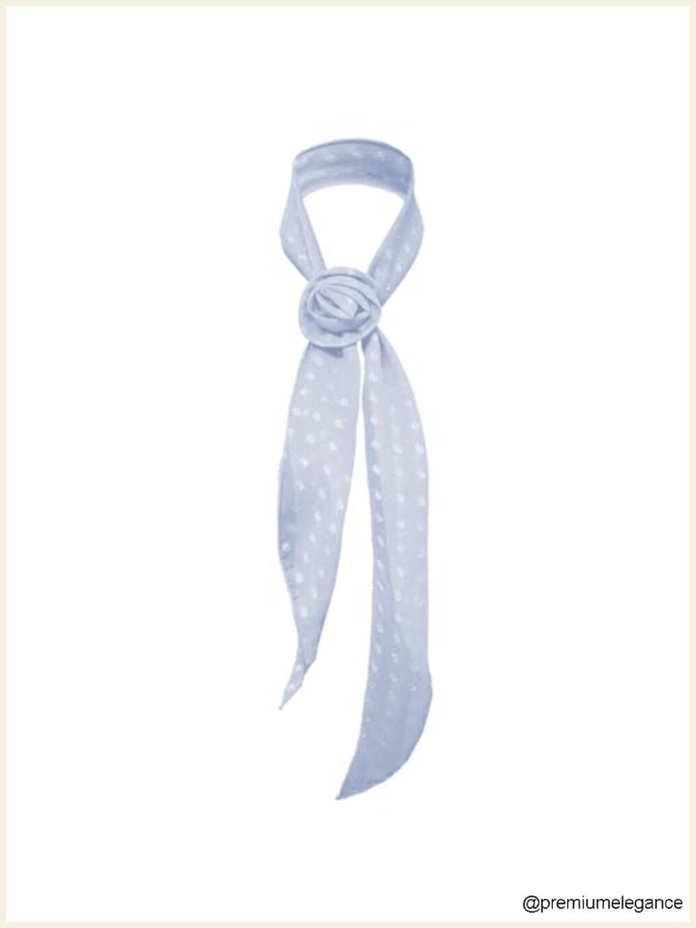 Women's Polka Dot Skinny Scarf with Removable Rose Brooch, Lightweight Sheer